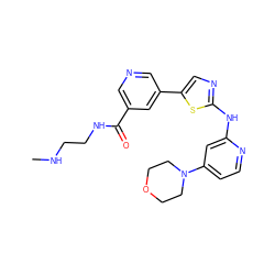 CNCCNC(=O)c1cncc(-c2cnc(Nc3cc(N4CCOCC4)ccn3)s2)c1 ZINC000034841151