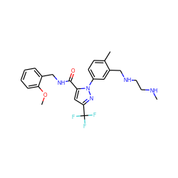 CNCCNCc1cc(-n2nc(C(F)(F)F)cc2C(=O)NCc2ccccc2OC)ccc1C ZINC000049110666