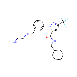 CNCCNCc1cccc(-n2nc(C(F)(F)F)cc2C(=O)NCC2CCCCC2)c1 ZINC000049067205