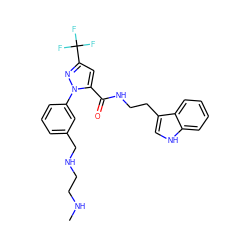 CNCCNCc1cccc(-n2nc(C(F)(F)F)cc2C(=O)NCCc2c[nH]c3ccccc23)c1 ZINC000049051515