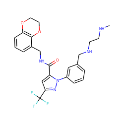 CNCCNCc1cccc(-n2nc(C(F)(F)F)cc2C(=O)NCc2cccc3c2OCCO3)c1 ZINC000049113228