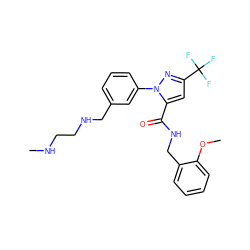 CNCCNCc1cccc(-n2nc(C(F)(F)F)cc2C(=O)NCc2ccccc2OC)c1 ZINC000049033661