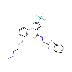 CNCCNCc1cccc(-n2nc(C(F)(F)F)cc2C(=O)NCc2nc3ccccc3n2C)c1 ZINC000049113073