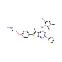 CNCCOc1ccc(-c2sc3nc(-c4cccs4)nc(NN4C(=O)C=C(C)C4=O)c3c2C)cc1 ZINC000203956631