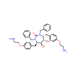 CNCCOc1ccc(C[C@@H]2[C@H](O)[C@@H](O)[C@@H](Cc3ccc(OCCNC)cc3)N(Cc3ccccc3)C(=O)N2Cc2ccccc2)cc1 ZINC000027897395