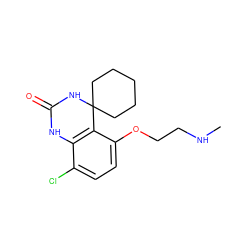 CNCCOc1ccc(Cl)c2c1C1(CCCCC1)NC(=O)N2 ZINC000028374413