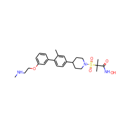 CNCCOc1cccc(-c2ccc(C3CCN(S(=O)(=O)C(C)(C)C(=O)NO)CC3)cc2C)c1 ZINC000028970164