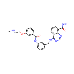 CNCCOc1cccc(C(=O)Nc2cccc(CNc3ncnc4c(C(N)=O)cccc34)c2)c1 ZINC000114349661