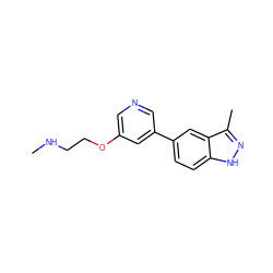 CNCCOc1cncc(-c2ccc3[nH]nc(C)c3c2)c1 ZINC000063539954