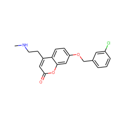 CNCCc1cc(=O)oc2cc(OCc3cccc(Cl)c3)ccc12 ZINC000036520101