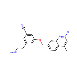 CNCCc1cc(C#N)cc(OCc2ccc3c(C)cc(N)nc3c2)c1 ZINC001772581225