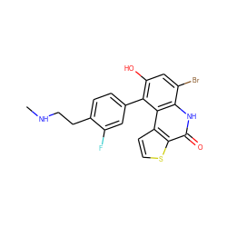 CNCCc1ccc(-c2c(O)cc(Br)c3[nH]c(=O)c4sccc4c23)cc1F ZINC000149238854