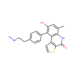 CNCCc1ccc(-c2c(O)cc(C)c3[nH]c(=O)c4sccc4c23)cc1 ZINC000165091999