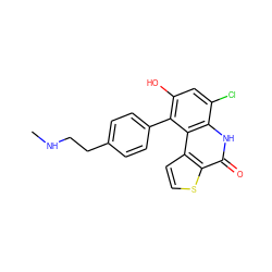 CNCCc1ccc(-c2c(O)cc(Cl)c3[nH]c(=O)c4sccc4c23)cc1 ZINC000165117100