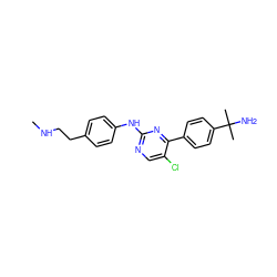 CNCCc1ccc(Nc2ncc(Cl)c(-c3ccc(C(C)(C)N)cc3)n2)cc1 ZINC000028821329