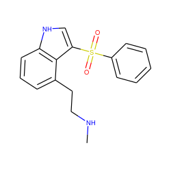 CNCCc1cccc2[nH]cc(S(=O)(=O)c3ccccc3)c12 ZINC000045351516