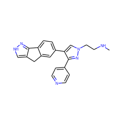 CNCCn1cc(-c2ccc3c(c2)Cc2c[nH]nc2-3)c(-c2ccncc2)n1 ZINC000071331341