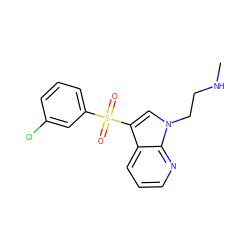 CNCCn1cc(S(=O)(=O)c2cccc(Cl)c2)c2cccnc21 ZINC000003927087