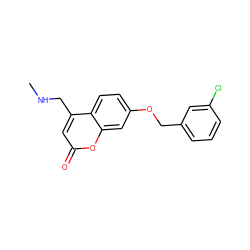 CNCc1cc(=O)oc2cc(OCc3cccc(Cl)c3)ccc12 ZINC000014970149