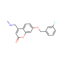 CNCc1cc(=O)oc2cc(OCc3cccc(F)c3)ccc12 ZINC000036520164