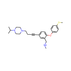 CNCc1cc(C#CCCN2CCN(C(C)C)CC2)ccc1Oc1ccc(SC)cc1 ZINC000028825142