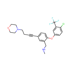 CNCc1cc(C#CCCN2CCOCC2)ccc1Oc1ccc(Cl)c(C(F)(F)F)c1 ZINC000028825129