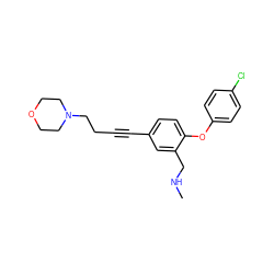 CNCc1cc(C#CCCN2CCOCC2)ccc1Oc1ccc(Cl)cc1 ZINC000028825126