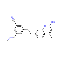 CNCc1cc(C#N)cc(CCc2ccc3c(C)cc(N)nc3c2)c1 ZINC001772576779