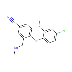 CNCc1cc(C#N)ccc1Oc1ccc(Cl)cc1OC ZINC000029129665