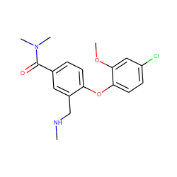 CNCc1cc(C(=O)N(C)C)ccc1Oc1ccc(Cl)cc1OC ZINC000029046608