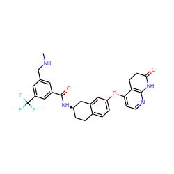 CNCc1cc(C(=O)N[C@@H]2CCc3ccc(Oc4ccnc5c4CCC(=O)N5)cc3C2)cc(C(F)(F)F)c1 ZINC000066112621