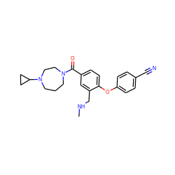 CNCc1cc(C(=O)N2CCCN(C3CC3)CC2)ccc1Oc1ccc(C#N)cc1 ZINC000029129850