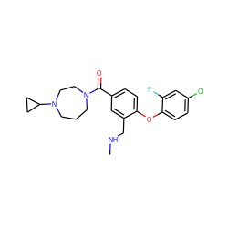 CNCc1cc(C(=O)N2CCCN(C3CC3)CC2)ccc1Oc1ccc(Cl)cc1F ZINC000029129936