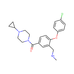 CNCc1cc(C(=O)N2CCN(C3CC3)CC2)ccc1Oc1ccc(Cl)cc1 ZINC000029130990