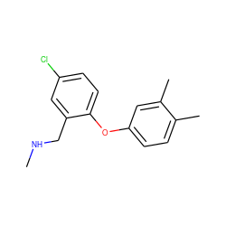 CNCc1cc(Cl)ccc1Oc1ccc(C)c(C)c1 ZINC000040392857