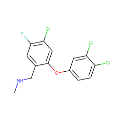 CNCc1cc(F)c(Cl)cc1Oc1ccc(Cl)c(Cl)c1 ZINC000040380195