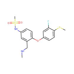 CNCc1cc(NS(C)(=O)=O)ccc1Oc1ccc(SC)c(F)c1 ZINC000040951801