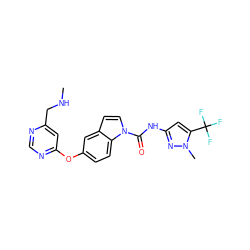 CNCc1cc(Oc2ccc3c(ccn3C(=O)Nc3cc(C(F)(F)F)n(C)n3)c2)ncn1 ZINC000140801653