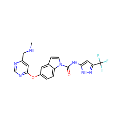 CNCc1cc(Oc2ccc3c(ccn3C(=O)Nc3cc(C(F)(F)F)n[nH]3)c2)ncn1 ZINC000141191671