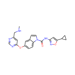 CNCc1cc(Oc2ccc3c(ccn3C(=O)Nc3cc(C4CC4)on3)c2)ncn1 ZINC000201316717