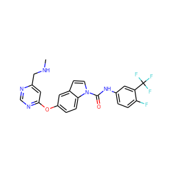 CNCc1cc(Oc2ccc3c(ccn3C(=O)Nc3ccc(F)c(C(F)(F)F)c3)c2)ncn1 ZINC000140241608