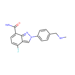 CNCc1ccc(-n2cc3c(F)ccc(C(N)=O)c3n2)cc1 ZINC000045347304