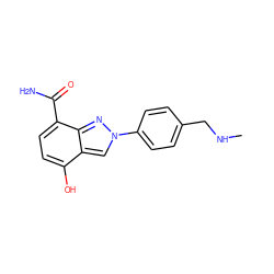 CNCc1ccc(-n2cc3c(O)ccc(C(N)=O)c3n2)cc1 ZINC000045357186