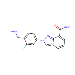 CNCc1ccc(-n2cc3cccc(C(N)=O)c3n2)cc1F ZINC000045358457