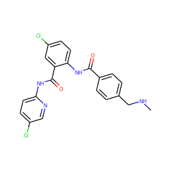 CNCc1ccc(C(=O)Nc2ccc(Cl)cc2C(=O)Nc2ccc(Cl)cn2)cc1 ZINC000028111848