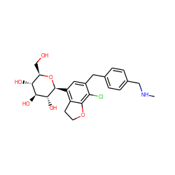 CNCc1ccc(Cc2cc([C@@H]3O[C@H](CO)[C@@H](O)[C@H](O)[C@H]3O)c3c(c2Cl)OCC3)cc1 ZINC000142343065