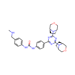 CNCc1ccc(NC(=O)Nc2ccc(-c3nc(N4[C@H]5CC[C@H]4COC5)nc(N4[C@H]5CC[C@H]4COC5)n3)cc2)cc1 ZINC000253992101