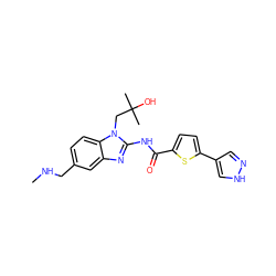 CNCc1ccc2c(c1)nc(NC(=O)c1ccc(-c3cn[nH]c3)s1)n2CC(C)(C)O ZINC000040955555