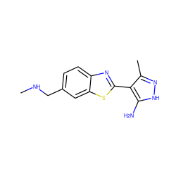 CNCc1ccc2nc(-c3c(C)n[nH]c3N)sc2c1 ZINC000114399948