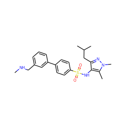 CNCc1cccc(-c2ccc(S(=O)(=O)Nc3c(CC(C)C)nn(C)c3C)cc2)c1 ZINC000199934843